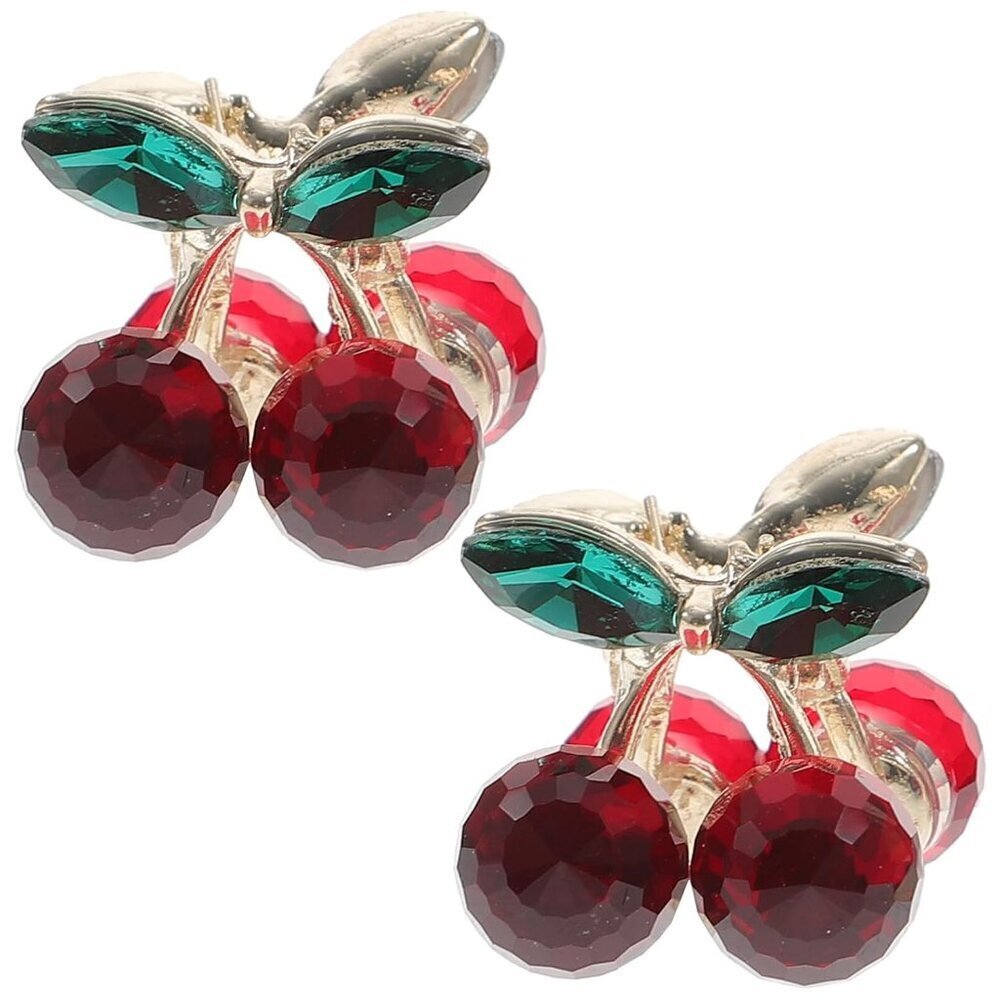 Mini Hair Clips Set Crystal Cherry Claw Clips for Women Girls Elegant Styles
